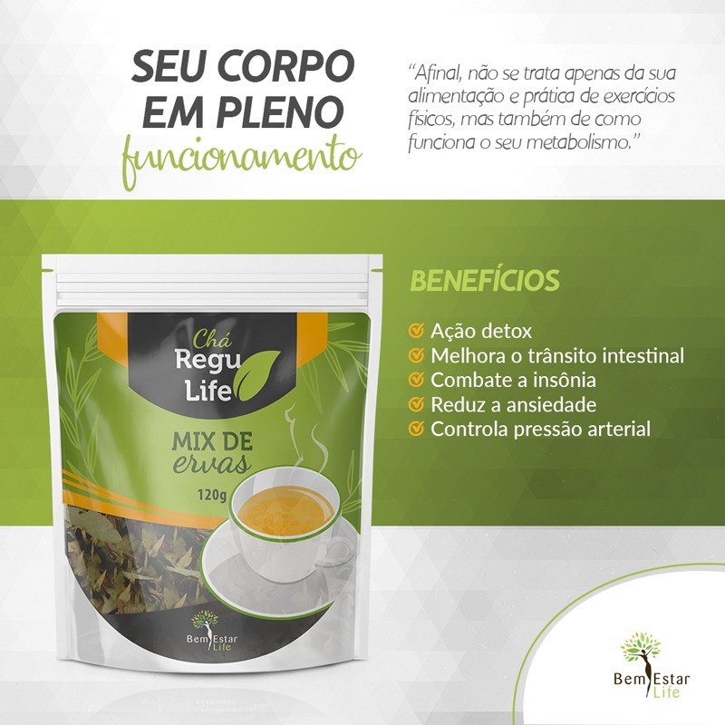 CHÁ REGU LIFE - PACOTE 120 G