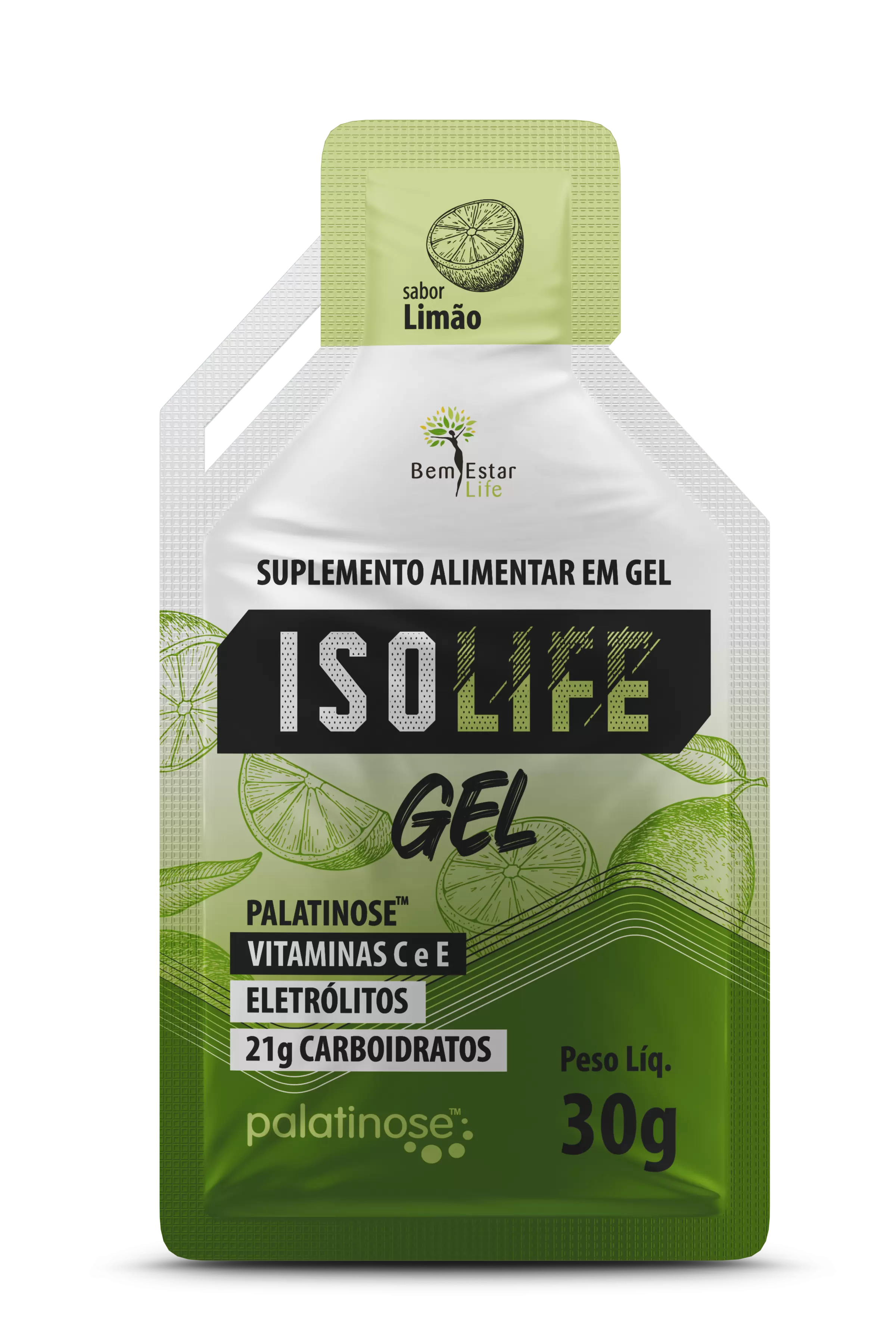 GEL CARBO ISOLIFE COM VITAMINAS C e E - 10 SACHE SABOR LIMÃO