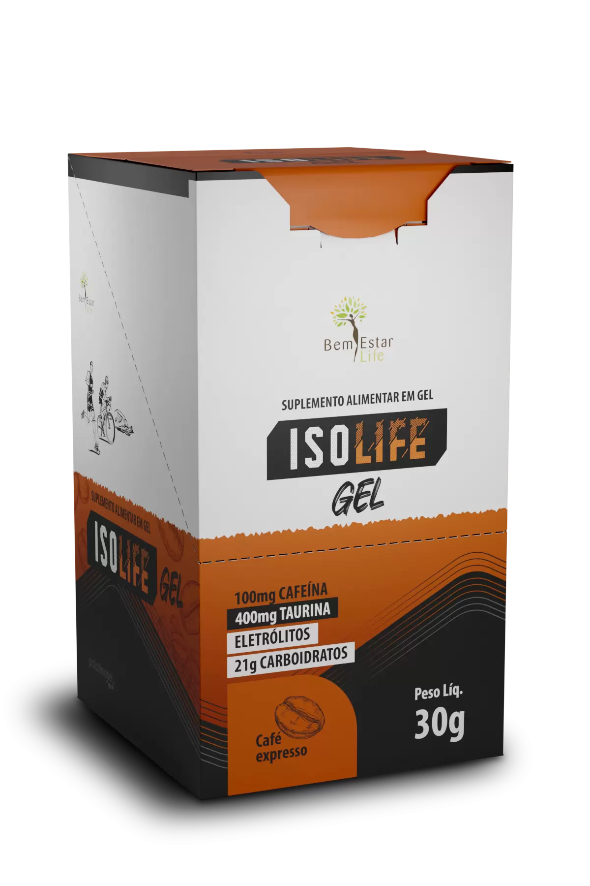 GEL CARBO ISOLIFE COM CAFEINA E TAURINA - 10 SACHE SABOR CAFE EXPRESO