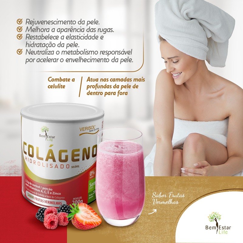 COLAGENO EM PO COM VERISOL ´SABOR FRUTAS VERMELHAS