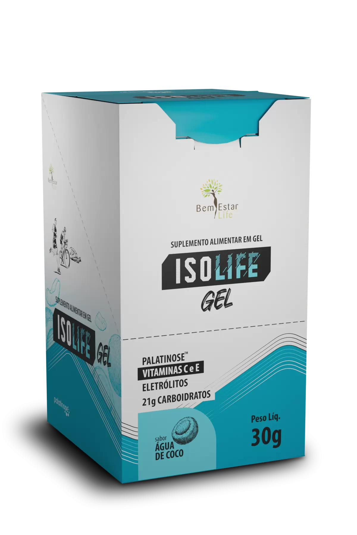 GEL CARBO ISOLIFE COM VITAMINAS C e E - 10 SACHE SABOR AGUA DE COCO